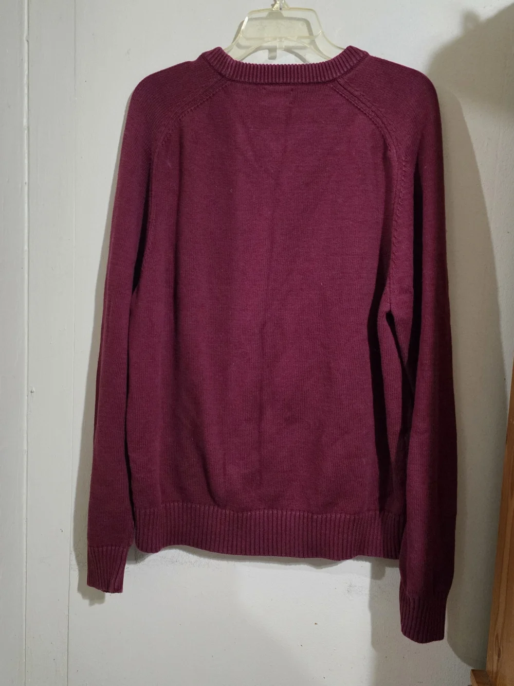J. Crew Men's Burgandy Cotton Crewneck Sweater Raglan Sleeves XL
